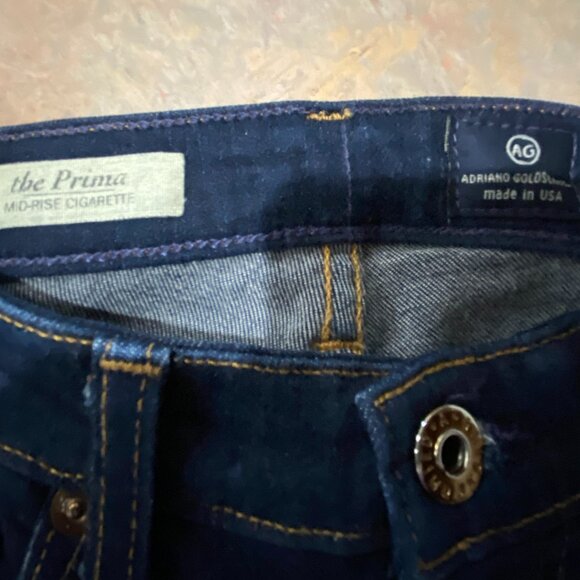 AG Adriano Goldschmied The Prima Jeans Size 26R Mid Rise Cigarette Dark Wash - Picture 2 of 9